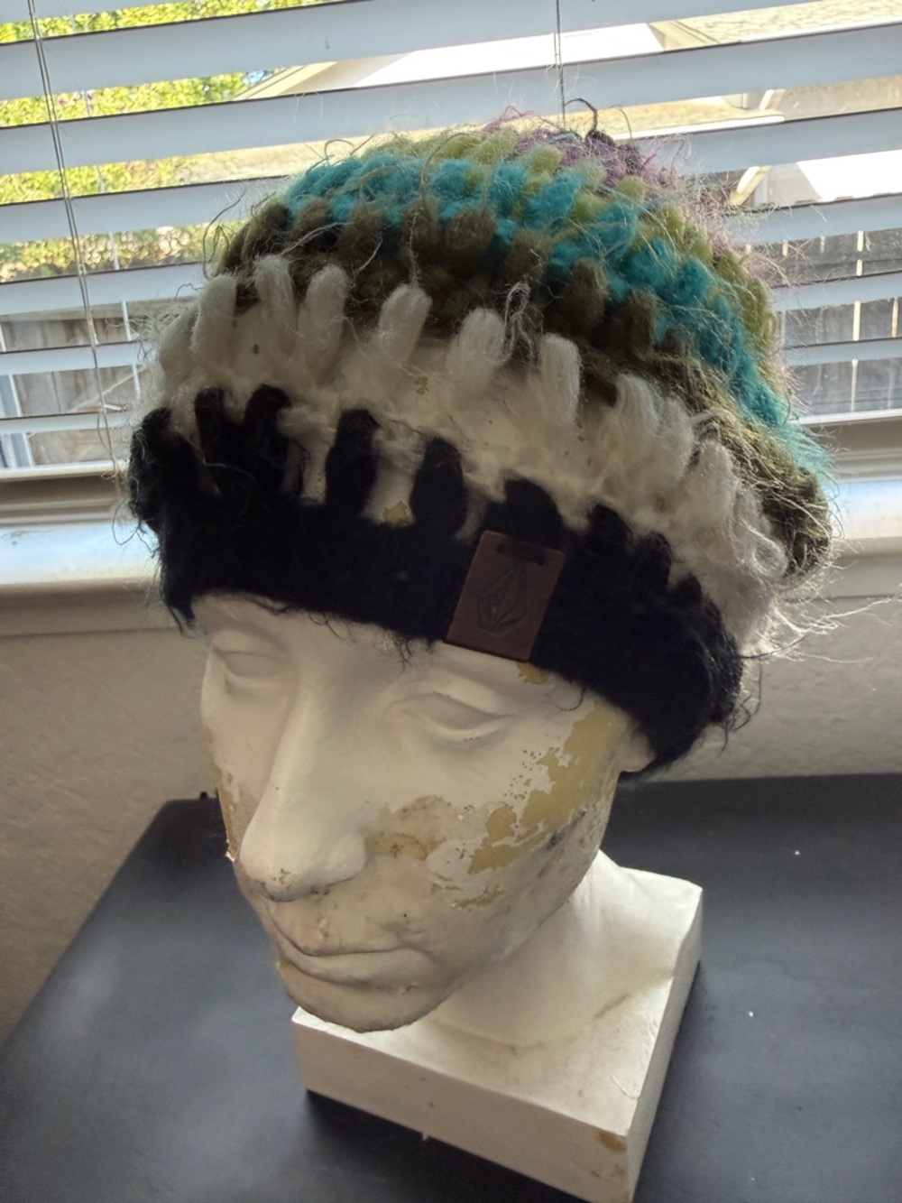 Volcom Multicolor Chunky Knit Beanie Hat - Black, White, Blue, Green, Purple
